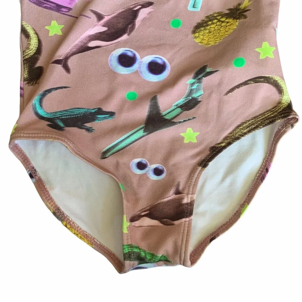 Stella McCartney Novelty Print Tropical & Seal Life One Piece Swimsuit